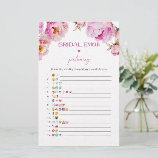 Fuchsia peony Brautparty emoji pickgame (Stehend Vorderseite)