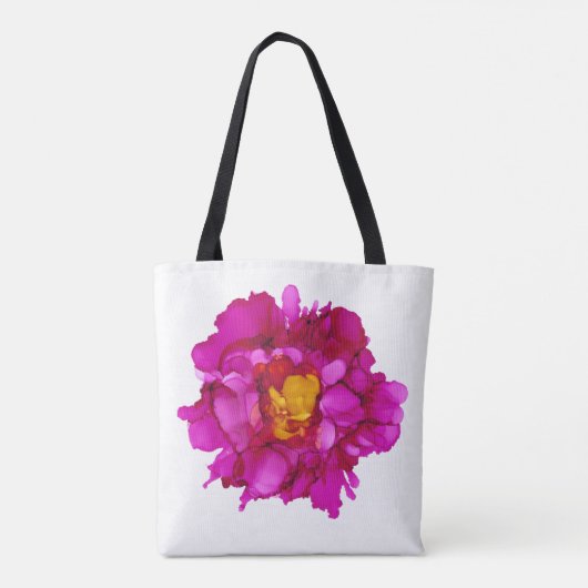 Fuchsia Peony handgemalte Tasche (Rückseite)