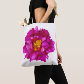 Fuchsia Peony handgemalte Tasche (Von Nahem)