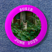Fuchsia Personalisiertes rundes Foto Button
