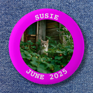 Fuchsia Personalisiertes rundes Foto Button