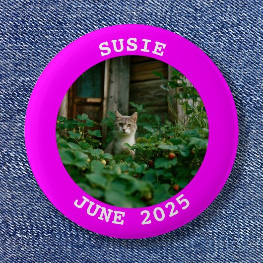 Fuchsia Personalisiertes rundes Foto Button