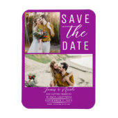 Fuchsia Pink 2 Fotos Save the Date Hochzeit Magnet (Vertikal)