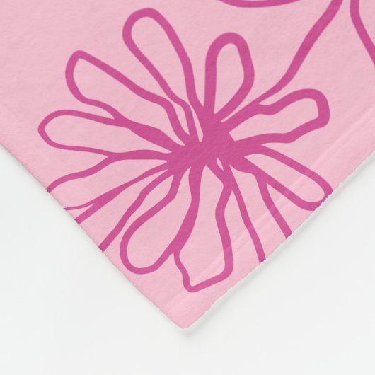 Fuchsia Pink, Abstrakter botanischer Blumenstrauß Fleecedecke (Ecke)