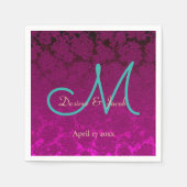 Fuchsia Pink Aquamarin Elegant Wedding Monogram Serviette (Vorderseite)