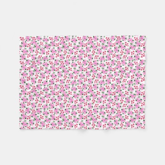 Fuchsia Pink Aquarell Blumengarten Fleecedecke (Vorderseite (Horizontal))