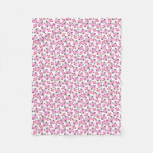 Fuchsia Pink Aquarell Blumengarten Fleecedecke (Vorderseite)