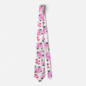 Fuchsia Pink Aquarell Blumengarten Neck Tie Krawatte (Vorderseite)