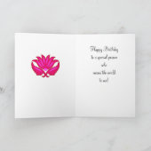 Fuchsia Pink Art Nouveau Damask Geburtstag Karte (Innenseite)