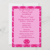 Fuchsia Pink Art Nouveau Damask Partys Event Einladung (Rückseite)