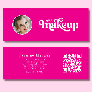 Fuchsia Pink Beauty Professional MUA Foto Qr Mini Visitenkarte