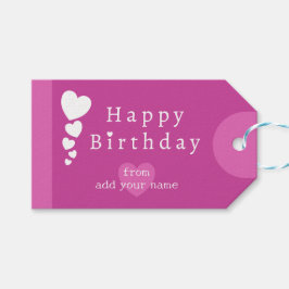 Fuchsia Pink Birthday Hearts Gift Tags Geschenkanhänger