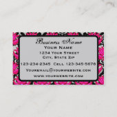 Fuchsia Pink Black Gray Parisian Damask Graphic Visitenkarte (Rückseite)