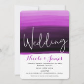 Fuchsia Pink Black Watercolor Modern Glam Wedding Einladung (Vorderseite)