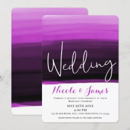 Fuchsia Pink Black Watercolor Modern Glam Wedding Einladung