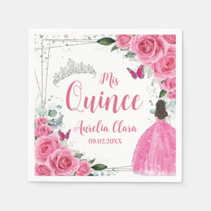 Fuchsia Pink Bläserprinzessin Silver Quinceañera 1 Serviette