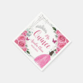 Fuchsia Pink Bläserprinzessin Silver Quinceañera 1 Serviette (Ecke)