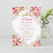 Fuchsia Pink Blume Mis XV Anos Birthday  Einladung (Stehend Vorderseite)