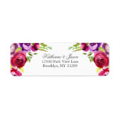 Fuchsia Pink Blumengarten Hochzeit Rücksendeadress (Vorne)