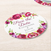 Fuchsia Pink Blumengarten Save the Date Runder Pappuntersetzer (Angewinkelt)