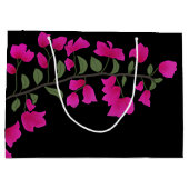 Fuchsia Pink Bougainvillea Monogram-Geschenktasche Große Geschenktüte (Rückseite)