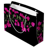 Fuchsia Pink Bougainvillea Monogram-Geschenktasche Große Geschenktüte (Rückseite Schrägansicht)