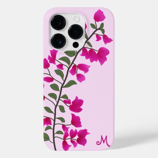 Fuchsia Pink Bougainvillea Monogram Phone Case (Rückseite)
