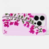 Fuchsia Pink Bougainvillea Monogram Phone Case (Rückseite (Horizontal))