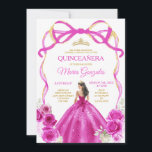 Fuchsia Pink Bow Princess Gold Crown Quinceañera Einladung<br><div class="desc">EDITABLE Fuchsia Pink Bow Prinzessin Gold Crown Quinceañera Einladung Elegant Fuchsia Pink Blütendruckerei Kostüme Quinceañera Girl Birthday Einladen Gold Crown Mis Quince Anos,  15. Geburtstagsparty</div>