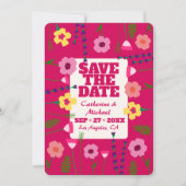 Fuchsia Pink Bright & Bold farbiger QR Code Save The Date (Vorderseite)