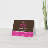 Fuchsia Pink & Brown Mobile Thank You Note Card Dankeskarte (Vorderseite)