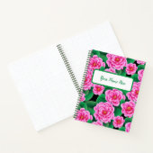 Fuchsia Pink Camellias & Jade Green Blätter Journa Notizblock (Innenseite)