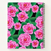 Fuchsia Pink Camellias und Green Blätter Journal Notizblock (Rückseite)