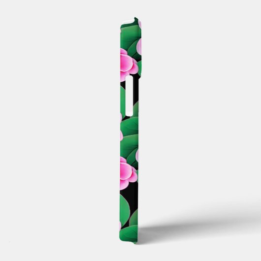 Fuchsia Pink Camellias und Jade Green Blätter Case-Mate iPhone Hülle (Rückseite / Rechts)