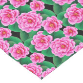 Fuchsia Pink Camellias und Jade Green Blätter Kurzer Tischläufer (Ecke)