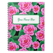 Fuchsia Pink Camellias und Jade Green Blätter Notizblock (Vorderseite)