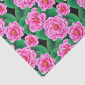 Fuchsia Pink Camellias und Jade Green Blätter Seidenpapier (Ausschnitt)