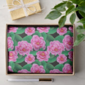 Fuchsia Pink Camellias und Jade Green Blätter Seidenpapier (Geschenk)