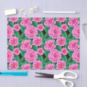 Fuchsia Pink Camellias und Jade Green Blätter Seidenpapier (Handwerk)