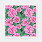 Fuchsia Pink Camellias und Jade Green Blätter Serviette (Vorderseite)
