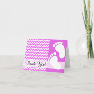 Fuchsia Pink Chevron Stripes Dankeskarte