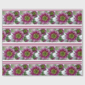 Fuchsia Pink Chrysanthemas Collage Wrapping Paper Geschenkpapier (Flach)