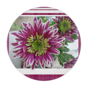 Fuchsia Pink Chrysanthemums Collage Cutting Board Schneidebrett