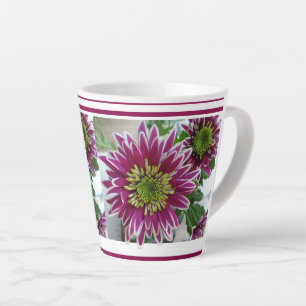 Fuchsia Pink Chrysanthemums Collage Latte Tasse