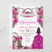 Fuchsia Pink Cowgirl Western Charro Quinceanera Einladung (Vorderseite)