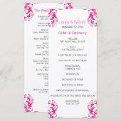 Fuchsia Pink Damask Hochzeitsprogramm Programm (Vorne/Hinten)