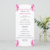 Fuchsia Pink Damask Hochzeitsprogramm Programm (Stehend Vorderseite)