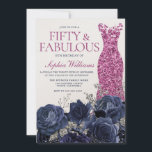 Fuchsia Pink Dress Navy Text 50. Geburtstag Einladung<br><div class="desc">Fuchsia Pink Dress Navy Text 50. Geburtstag Einladung Siehe Matching Sammlung in Nest und Nest Store Vielen Dank</div>