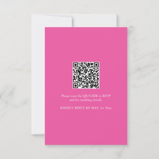 Fuchsia Pink Einladung zur Hochzeit mit QR-Code (Rückseite)