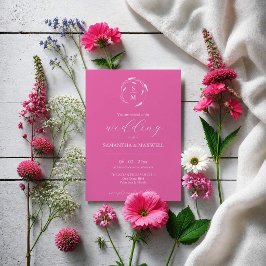 Fuchsia Pink Einladung zur Hochzeit mit QR-Code